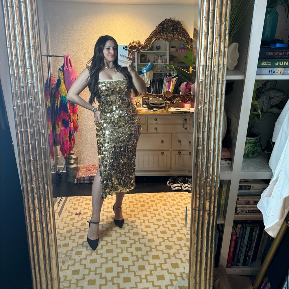Vici Gold Strapless Sequin Dress